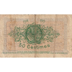 Albi, Castres, Mazamet (Tarn) - Pirot 5-1 variété - 50 centimes - 30/11/1914 - Etat : TB