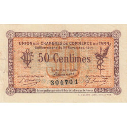 Albi, Castres, Mazamet (Tarn) - Pirot 5-1 variété - 50 centimes - 30/11/1914 - Etat : TTB