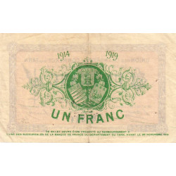 Albi, Castres, Mazamet (Tarn) - Pirot 5-5 variété - 1 franc - 30/11/1914 - Etat : TTB