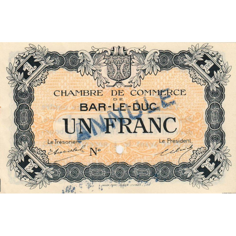 Bar-le-Duc - Pirot 19-5 - 1 franc - Sans date (1915) - Annulé - Etat : pr.SPL