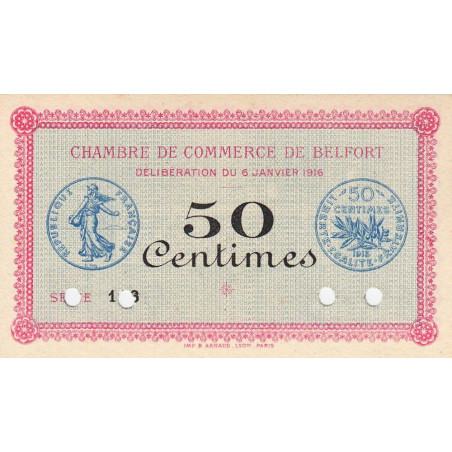 Belfort - Pirot 23-20 - 50 centimes - Série 116 - 06/01/1916 - Spécimen - Etat : NEUF