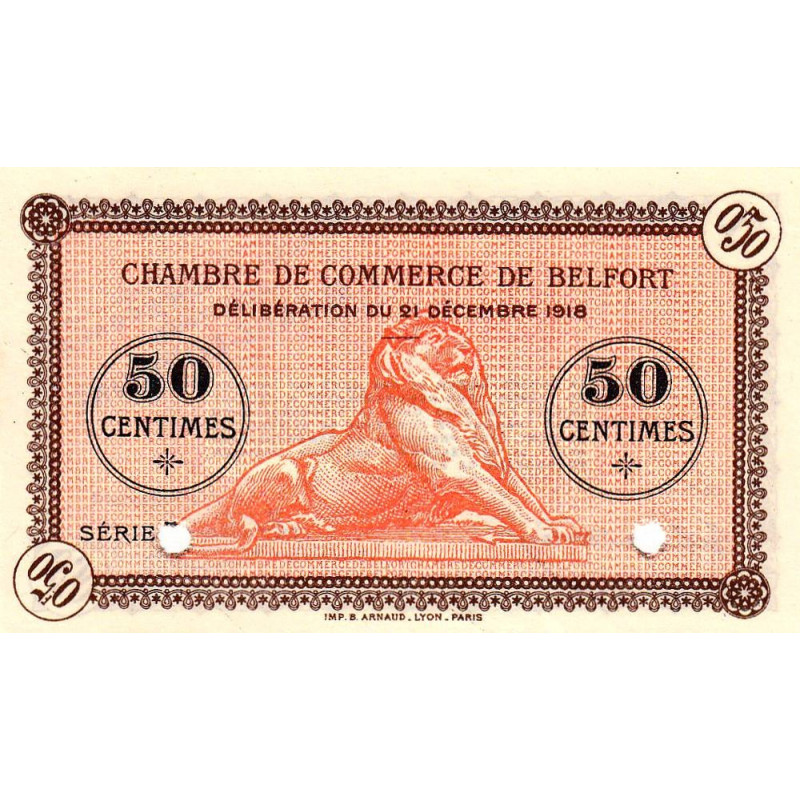Belfort - Pirot 23-53a - 50 centimes - Série 5 - 21/12/1918 - Spécimen - Etat : NEUF