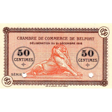Belfort - Pirot 23-53a - 50 centimes - Série 5 - 21/12/1918 - Spécimen - Etat : NEUF