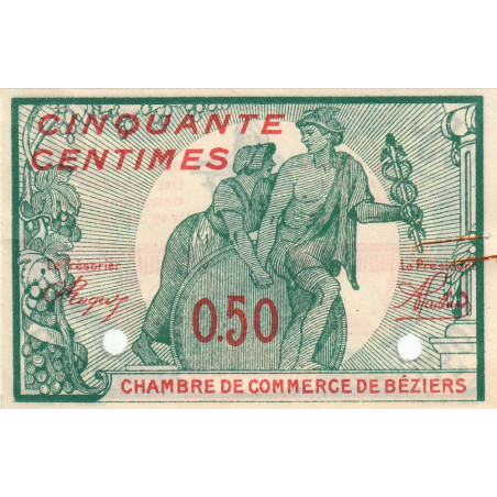 Béziers - Pirot 27-21 - 50 centimes - 04/12/1916 - Spécimen - Etat : SUP-