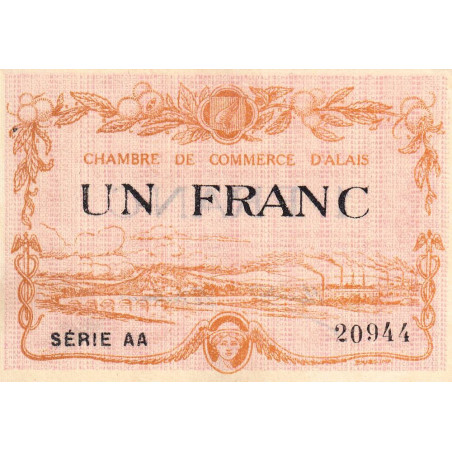 Alais (Alès) - Pirot 4-9 - 1 franc - Série AA - 30/03/1916 - Etat : SUP