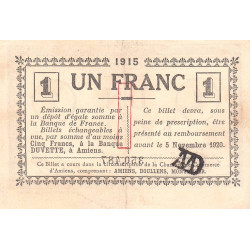 Amiens - Pirot 7-16 - 1 franc - 1915 - Etat : TTB-