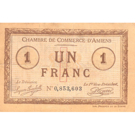 Amiens - Pirot 7-36 - 1 franc - 1915 - Etat : TB