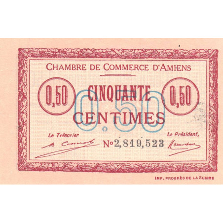 Amiens - Pirot 7-49 variété - 50 centimes - 1920 - Etat : SPL