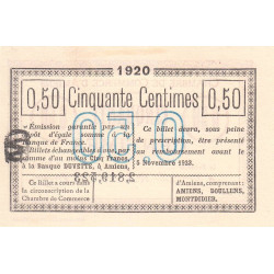 Amiens - Pirot 7-49 variété - 50 centimes - 1920 - Etat : SPL