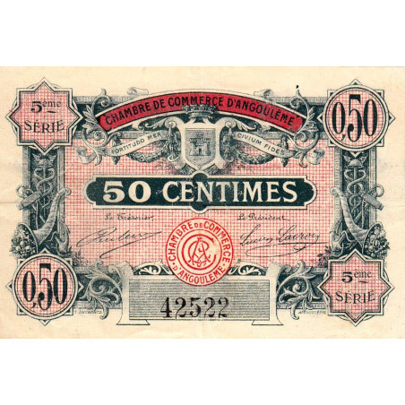 Angoulême - Pirot 9-33 - 50 centimes - 5ème série - 11/04/1917 - Etat : TTB