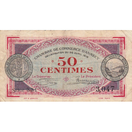 Annecy - Pirot 10-7 - 50 centimes - Série 331 - 26/04/11916 - Etat : B+