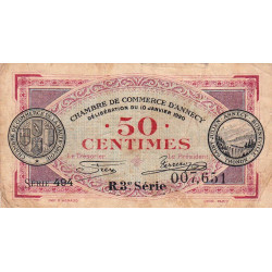 Annecy - Pirot 10-15 - 50 centimes - R. 3e Série 494 - 10/01/1920 - Etat : B+