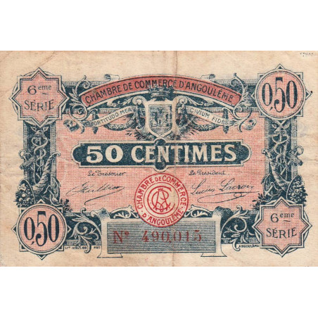 Angoulême - Pirot 9-46 - 50 centimes - 6ème série - 14/01/192 - Etat : B+