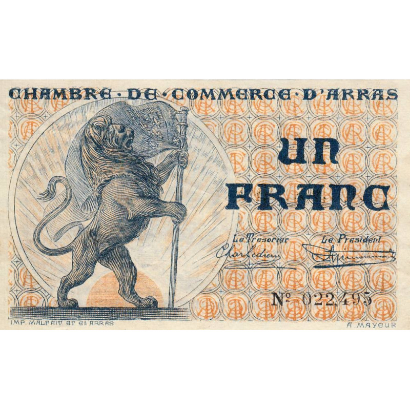 Arras - Pirot 13-5 - 1 franc - Sans date - Etat : SUP