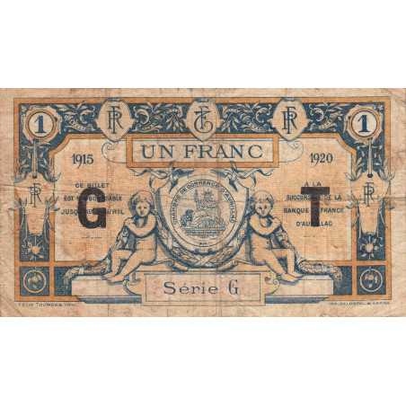 Aurillac (Cantal) - Pirot 16-10 - 1 franc - Série G - 1915 - Etat : B