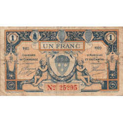 Aurillac (Cantal) - Pirot 16-10 - 1 franc - Série G - 1915 - Etat : B