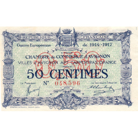 Avignon - Pirot 18-13 variété - 50 centimes - 11/08/1915 - Etat : SUP+