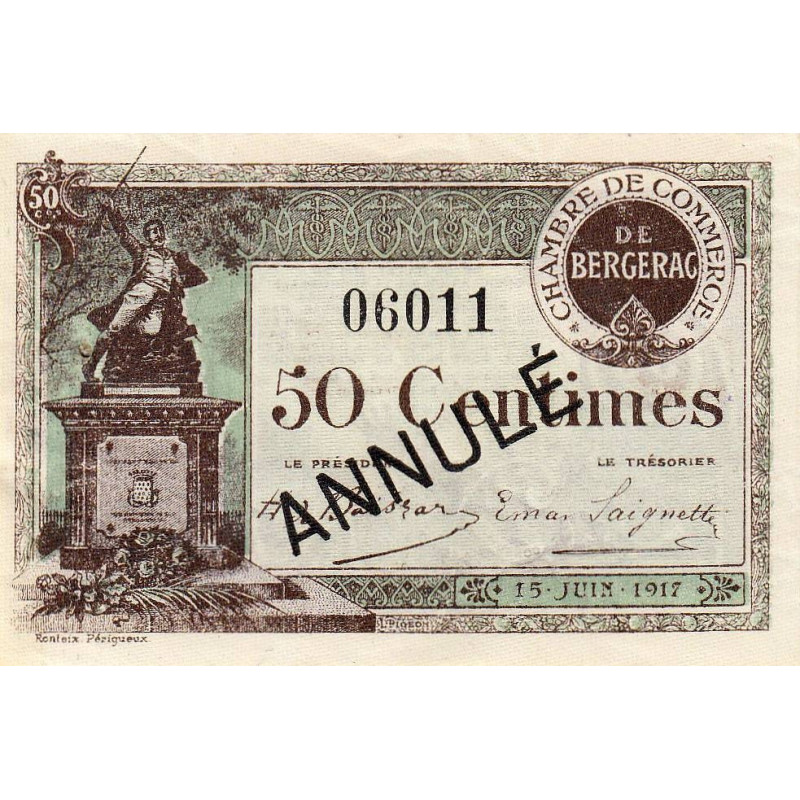 Bergerac - Pirot 24-26 - 50 centimes - 15/06/1917 - Annulé - Etat : SUP+