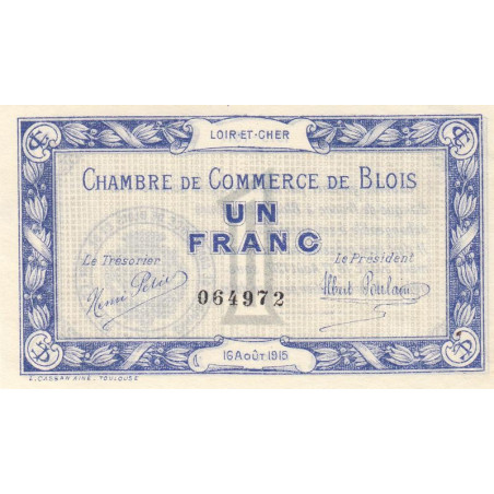 Blois (Loir-et-Cher) - Pirot 28-3 - 1 franc - 16/08/1915 - Etat : SUP+