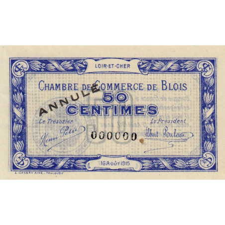 Blois (Loir-et-Cher) - Pirot 28-2 - 50 centimes - 16/08/1915 - Annulé - Etat : SUP+