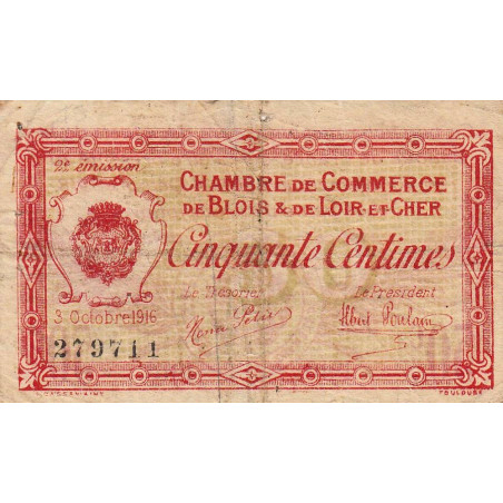 Blois (Loir-et-Cher) - Pirot 28-5 - 50 centimes - 03/10/1916 - Etat : B+