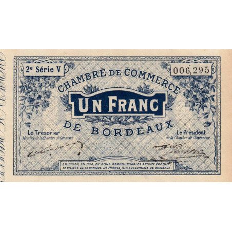 Bordeaux - Pirot 30-6 - 1 franc- Série V - 1914 - Etat : SUP