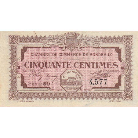 Bordeaux - Pirot 30-11 - 50 centimes - Série 50 - 1917 - Etat : TB+