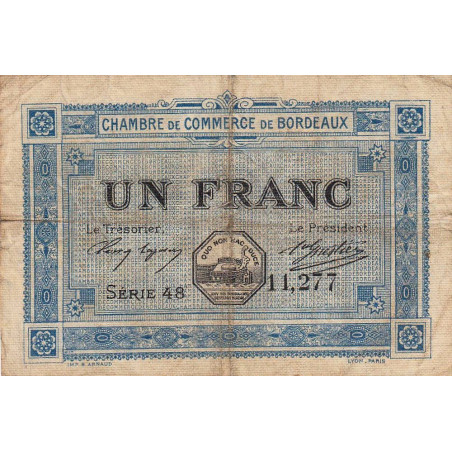 Bordeaux - Pirot 30-14 - 1 franc- Série 48 - 1917 - Etat : B+