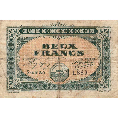 Bordeaux - Pirot 30-17 - 2 francs- Série 30 - 1917 - Etat : B+