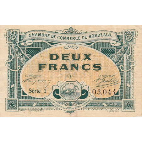 Bordeaux - Pirot 30-23 - 2 francs- Série 1 - 1917 - Etat : TTB