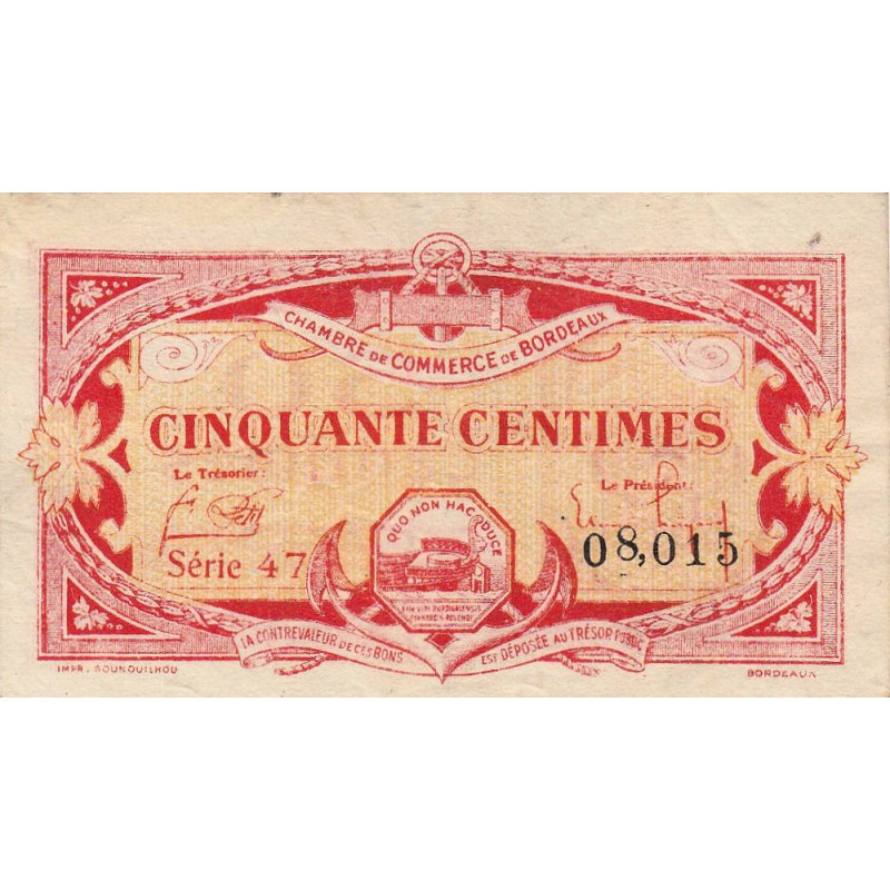 Bordeaux - Pirot 30-24 - 50 centimes - Série 47 - 1920 - Etat : TB+