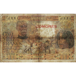 Comores - Pick 6a - 5'000 francs - Série C.109 - 30/06/1950 (1962) - Etat : B+
