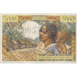 Madagascar - Pick 49bs - 5'000 francs - Série O.00 - 1955 - Spécimen - Etat : SPL