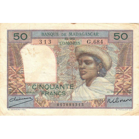 Madagascar - Pick 45a - 50 francs - 1950 - Etat : TB