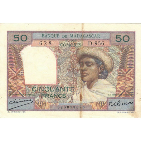 Madagascar - Pick 45a - 50 francs - 1950 - Etat : TB+