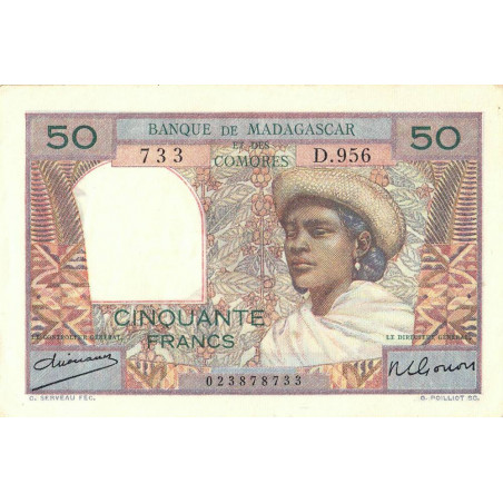 Madagascar - Pick 45a - 50 francs - 1950 - Etat : SUP+