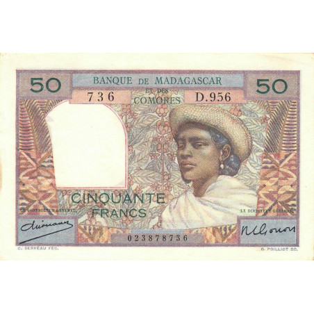 Madagascar - Pick 45a - 50 francs - 1950 - Etat : SUP