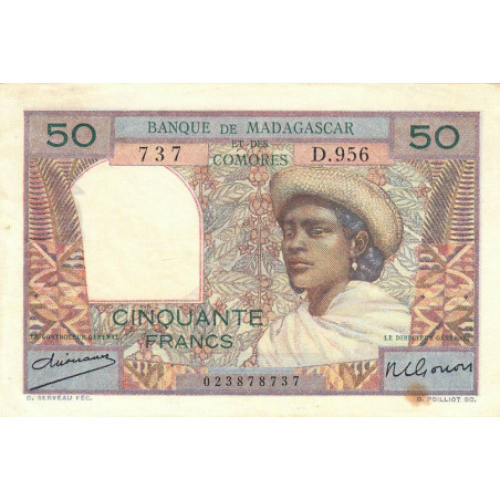 Madagascar - Pick 45a - 50 francs - 1950 - Etat : TTB