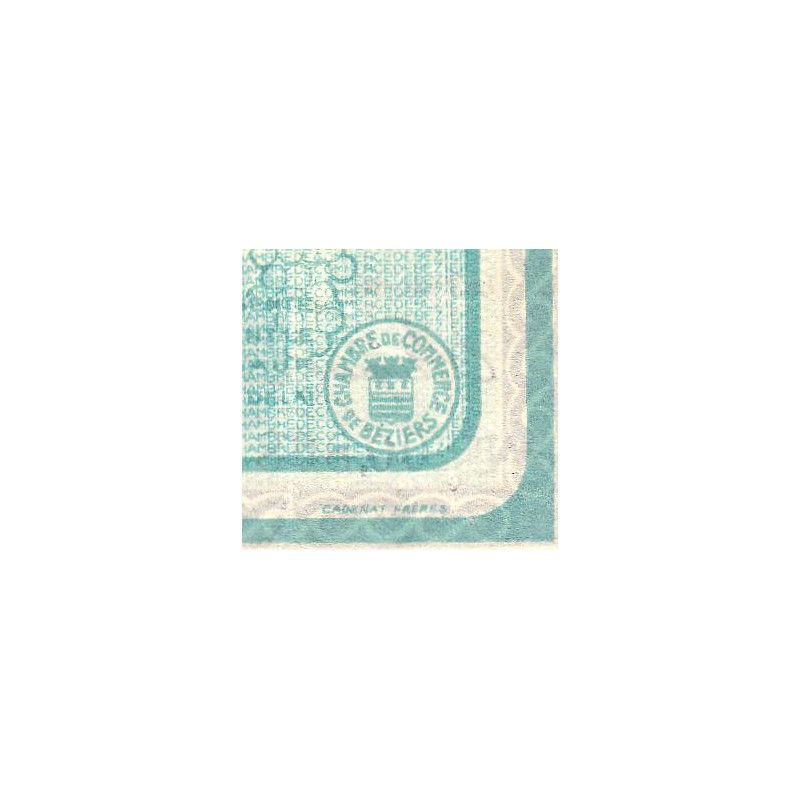 Billet des chambres de commerce Béziers 1 franc