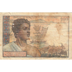 Madagascar - Pick 46a - 100 francs - Série X.1164 - 1950 - Etat : B-