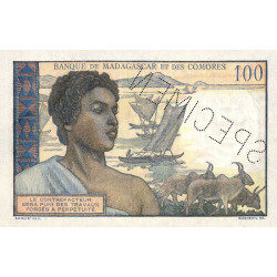 Madagascar - Pick 46bs - 100 francs - Série O.0000 - 1953 - Spécimen - Etat : SPL