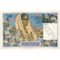 Madagascar - Pick 47bs - 500 francs - Série O.000 - 1954 - Spécimen - Etat : SPL