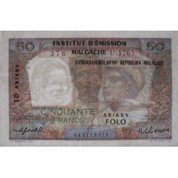Madagascar - Pick 51b - 50 francs - 10 ariary - 1961 - Etat : SUP