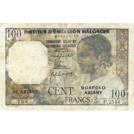 Madagascar - Pick 52b - 20 ariary / 100 francs - Série P.2544 - 1961 - Etat : AB