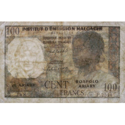 Madagascar - Pick 52b - 20 ariary / 100 francs - Série P.2544 - 1961 - Etat : AB