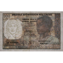 Madagascar - Pick 52b - 20 ariary / 100 francs - Série V.2618 - 1961 - Etat : SUP