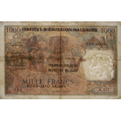 Madagascar - Pick 54a - 1'000 francs - 200 ariary - 1952 (1961) - Etat : TB