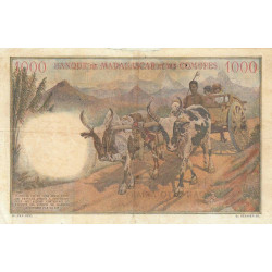 Madagascar - Pick 54a - 1'000 francs - 200 ariary - 1952 (1961) - Etat : TB-
