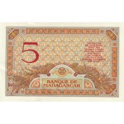 Madagascar - Pick 35b - 5 francs - Série Y.1501 - 1937 - Etat : SUP+