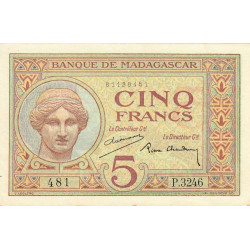 Madagascar - Pick 35b - 5 francs - 1937 - Etat : pr.NEUF